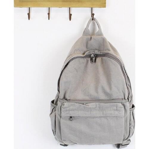 New Canvas Backpack Simple Leisure Student Backpack Fashion Pure Color Schoolbag Girl Free Shipping