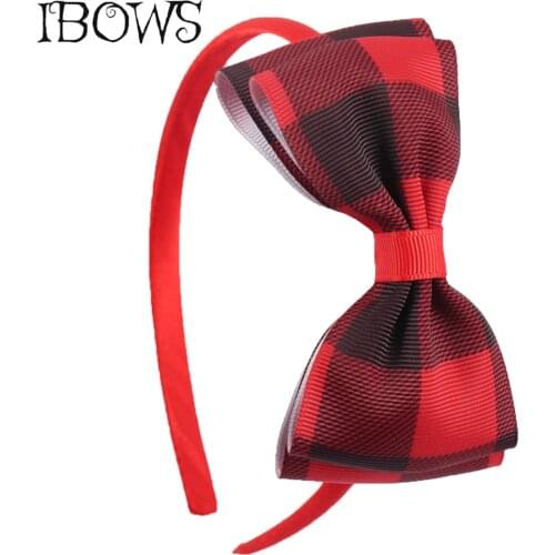 2Pcs/Lot Boutique Plaid Bows Hairband 2 Layers Gingham Bowknot Headband for Girl Handmade Hair Hoop Childrens Hair Accessories
