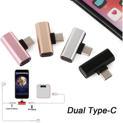 Wholesale FREE SHIPPING HOT SALE dual Type-c jack audio Headphone earphone usb charger call + charger + music + romote contro