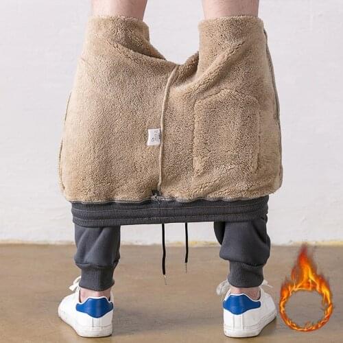 Autumn Winter Korean Thick Fleece Slim Jogger Mens Pants Solid Trousers Male Warm Sweatpants Tracksuit Joggers Pantalon Homme