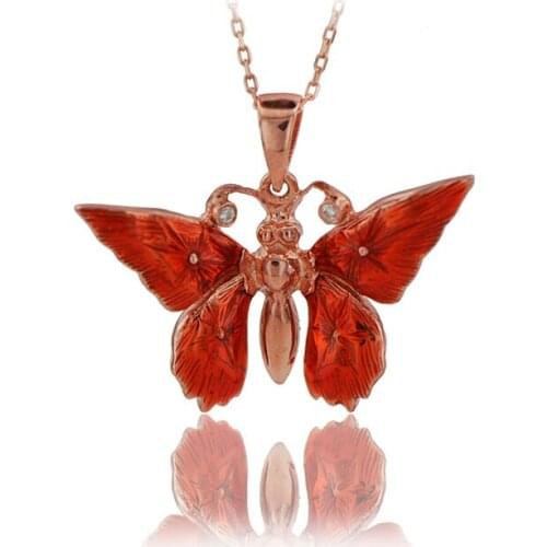 Butterfly Necklace 925 Sterling Silver Colorful Nature Charm Bridesmade Nature Lover Gift