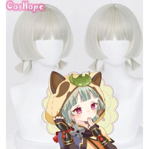 Genshin Impact Sayu Cosplay 35cm Short Gray Golden Wig Cosplay Anime Cosplay Wigs Heat Resistant Synthetic Wigs Hair Halloween