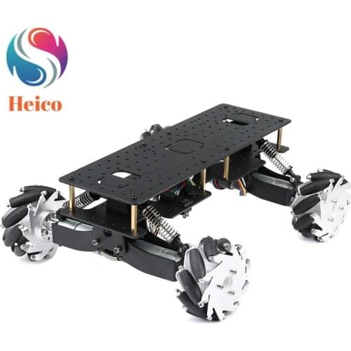 4WD Mcnamm Wheel Car Chassis With Hall / Photoelectric Speed Motor Shock Absorption Omnidirectional Mobile Smart Car for Arduino