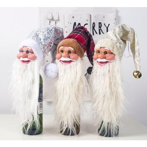 Christmas Wine Bottle Covers Santa Claus Tabletop Wine Accessory Decor for Home Kitchen Xmas Table Party Supplies
