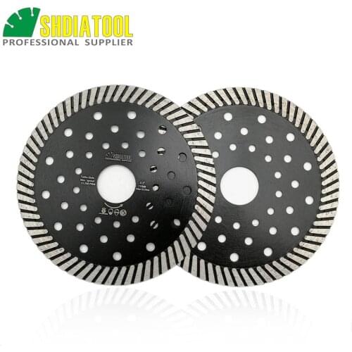 SHDIATOOL 2pcs 4.5"/115mm Diamond Blades Multi Purpose Cutting Disc Multi Hole Narrow Turbo Sawblade Diamond Wheel Disk