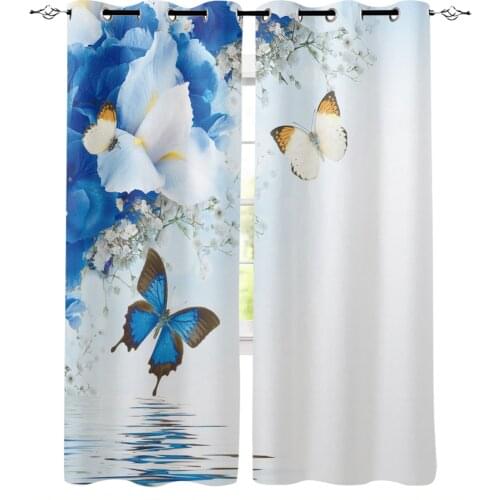 Lily Flowers Butterfly Water Surface Curtains For Living Room Bedroom Window Treatment Blinds Finished Drapes Kitchen Curtains
