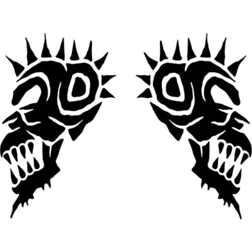 Left and Right) Fierce Skull Car Personality Car Stickers Pvc Decals Suitable for All Kinds of Cars Black/white, 13cm*8cm