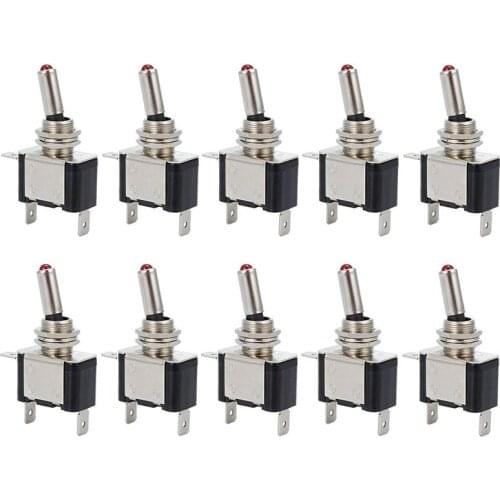 10PCS 12V 20A LED Light Rocker Toggle Switch ON/OFF Toggle SPST Switch With Red Color For Car Truck Boat ATV