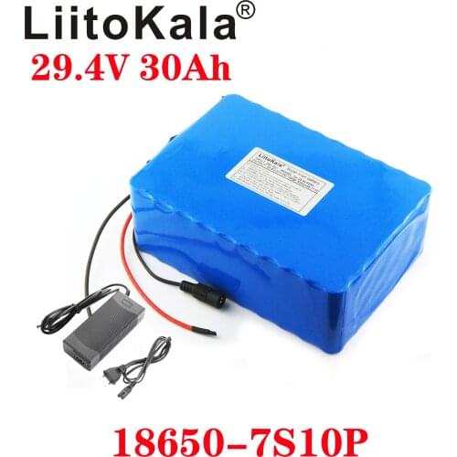 LiitoKala 29.4V 30Ah 18650 3000mah 7S10P 24V Electric Bike bicycle Battery pack 7S 250W 350W 24V 30AH lithium 18650 battery Pack