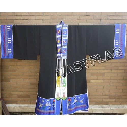 UNISEX Taoism cassock Taoist robeembroidery martial arts uniforms priest gownsuits garments black