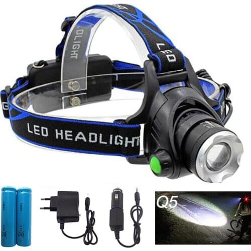 Waterproof LED Headlight Q5 Headlamp with 18650 Battery car AC Charger Head Lamp LED Flashlights Head Torch Camping Fishing