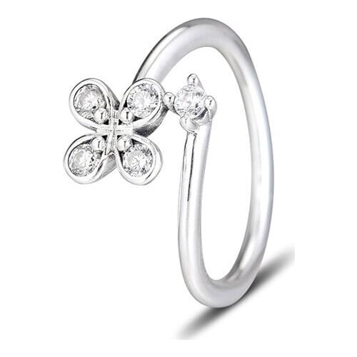 Clear CZ Four Petal Flower Ring Jewelry Fashion Sterling Silver Rings for Women Spring Party Jewelry Female Silver 925 Ring Gift
