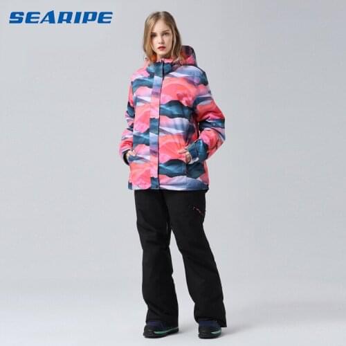 SEARIPE Winter Ski suit Women High Quality Ski Jacket +Pants Snow Warm Waterproof Windproof Skiing Snowboarding Female Ski Suits