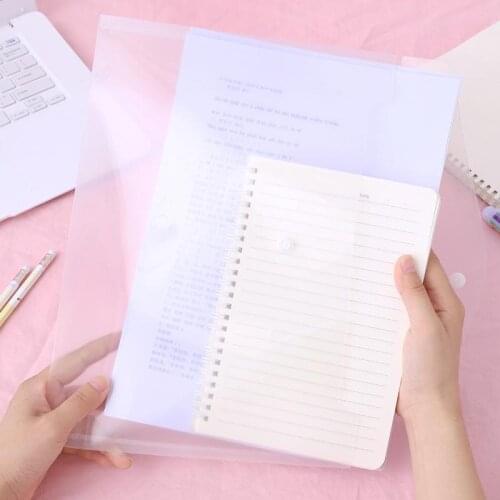 1PCS Office Information Snap School A4 Transparent Plastic File Bag Folder