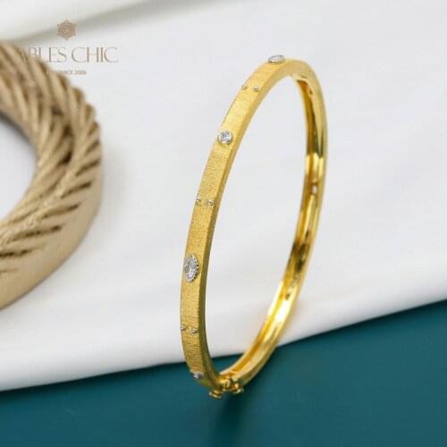 18K Gold Tone Marquise CZ Decoration Fabric Silky Bangle 925 Silver Wedding Cuff Narrow Bridal Renaissance Bracelet C11B2S25640