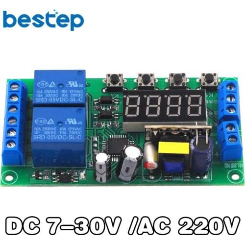 2 Channel Delay Relay Module Pulse Trigger Power-off Cycle Timing DC 7-30V AC 220V
