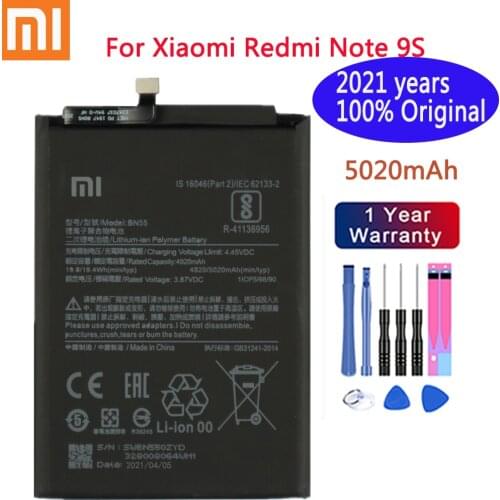 2020 years 100% Original 5020mAh BN55 Replacement Battery For Xiaomi Redmi Note 9 S Note 9S Note9S Mobile Phone Batteries