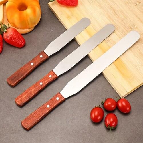 4/6/8/10Inch Cake Spatula Stainless Steel Cream Icing Frosting Knife Smoother Wooden Handle Butter Spatula Cake Decoration Tools