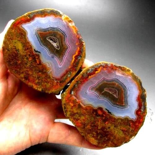 447g Pair of Unpolished Achat Agate Thunderegg Half Geode - crystals and stones healing Mineral specimen Home Decor L0172