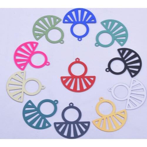 50pcs AC12147 20*22mm Brass Fan-shape Charms Red Gold Color Pendant DIY Earring Making