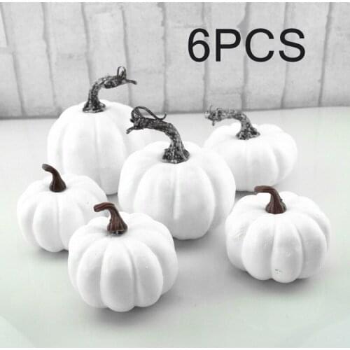 6/12Pcs Halloween White Artificial Pumpkins Harvest Fall Thanksgiving Home Decor DIY Photography Props Foamed Plastic