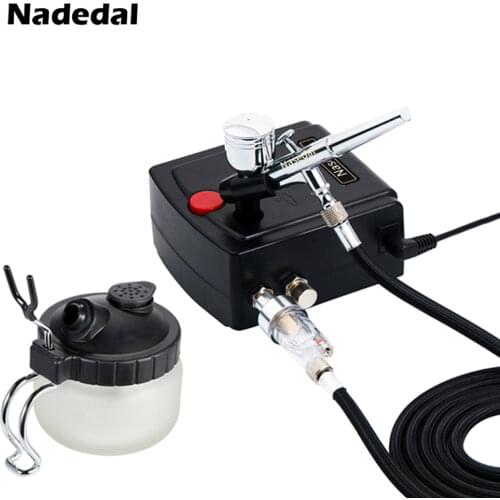 Nasedal 0.3mm 7cc Dual-Action Airbrush Compressor Spray Gun for Makeup Nail Tattoo Model/Cake/Car Paint Mini Filter