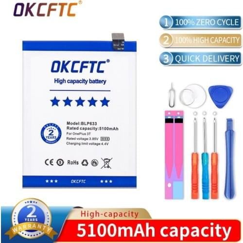 Original for Oneplus 3T Battery High Quality 5100mAh BLP633 Replacement for Oneplus Three T Smartphone+ Battery