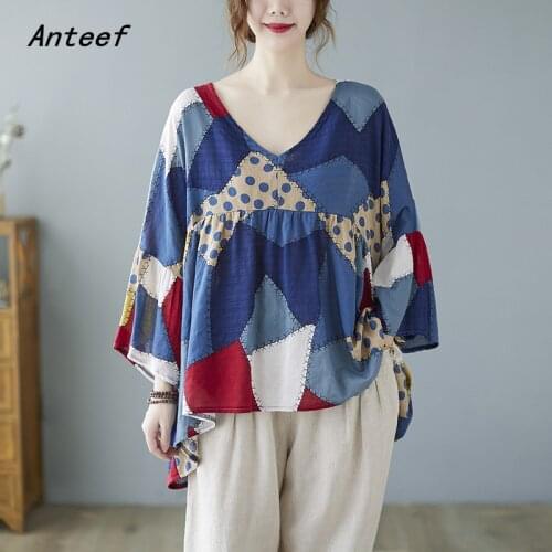 Anteef cotton vintage casual loose summer tee t shirt women t-shirt ladies tshirt 2021 tops streetwear clothing