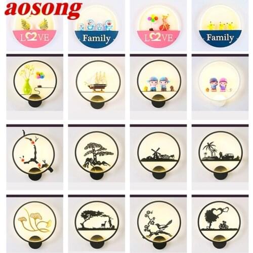 AOSONG Wall Lamps Contemporary Creative Artistic Figures LED Sconces Lights Indoor For Home Balcony