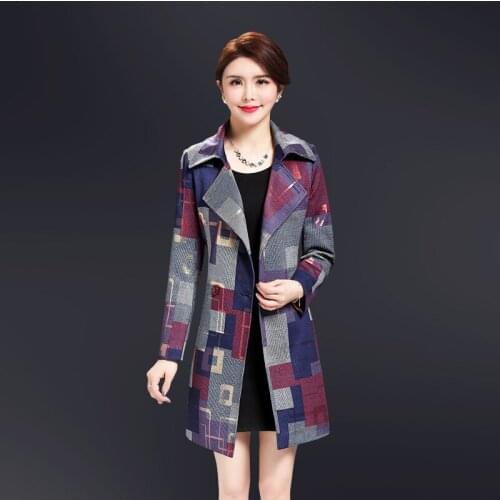 Casaco Feminino Women Coat Plus Size Plaid Windbreaker Trench Coat For Women Long Coats Ladies Especially Female KJ135