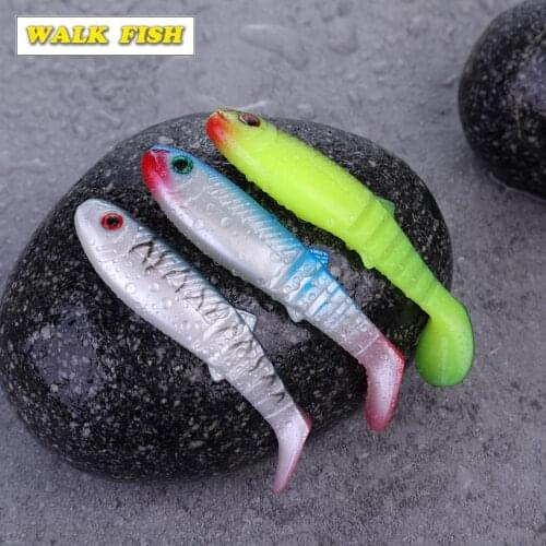 Walk Fish 4Pcs/Lots 80mm 5.7G Artificial Soft Lures Baits Fishing Lure leurre shad silicone Bait T Tail Wobblers Pike Fish Lure