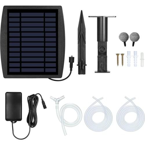 Solar Fish Tank Oxygen Pump Oxygenator Aquarium Oxygen Aerator Pond Aerator Air Pump Airpump with Oxygen Pipe Air Bubble Stone