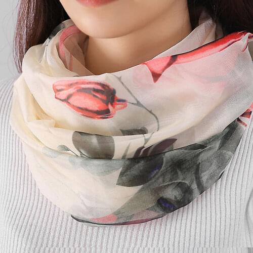 Korean Women Floral Chiffon False Collar Neck Guard Scarf Print Bib Summer Breathable Protect Cervical Lace Sunscreen Snood Q11