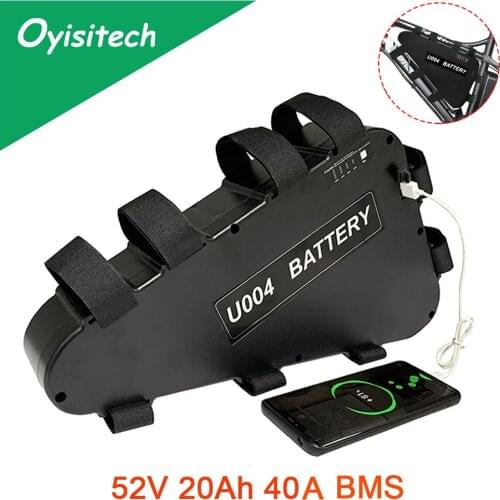 52V 20Ah Ebike Battery 40A BMS Electric Bike Scooter Triangle Battery 52V For 1000W 1500W Motor Bafang Lithium ion ebike Battery