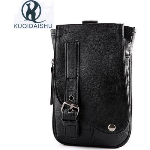 2020 New Mens Bag Men PU Leather Vintage Travel Bag Mobile Phone Smoke Case Cover Belt Hook Purse Crossbody Bags For Men