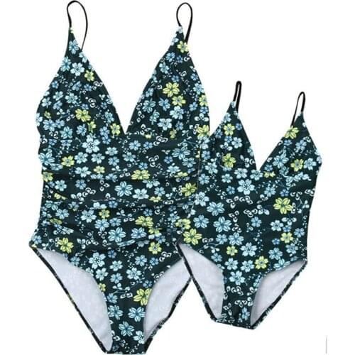 Mother Daughter Matching Clothes Family Matching Swimwear One-piece Women Kid Girl Floral Bathing Bikini Swimsuit One Piece