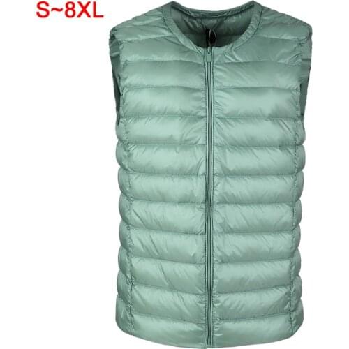 Autumn Winter Women Ultra Light Thin Duck Down Vest Sleeveless O-Neck Zipper Waistcoat Windproof Puffy Female Collarless Jackets