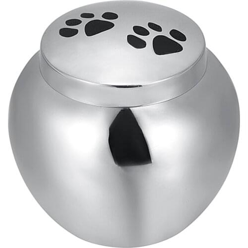 Pet Paw Print Ashes Urn for Dog Cat Funeral Cremains Casket 316L Stainless Steel Cremation Mini Urn for Keepsake