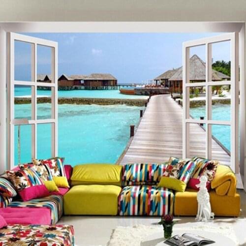 Dropshipping Fatman Photo Wall Mural Maldives Seascape Modern Wallpaper Living Room Wall Paper Paper Wall Papel De Parede