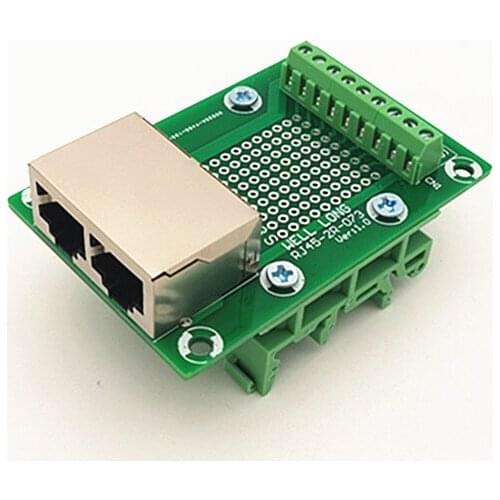 RJ45 8P8C Right Angle Jack2-Way Buss Breakout Board,Terminal Block, Connector