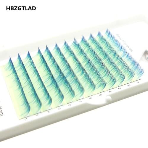 HBZGTLAD Brand new C/D curl 0.07/0.1mm 8-14mm false lashes yellow+blue eyelash individual colored lashes Faux eyelash extensions