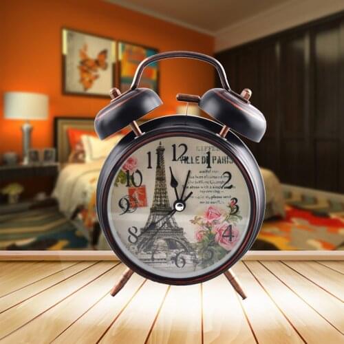 Retro Alarm Clock Simple Vintage Luminous Alarm Clock Student Bedside Morning Gets Up Metal Table Clock