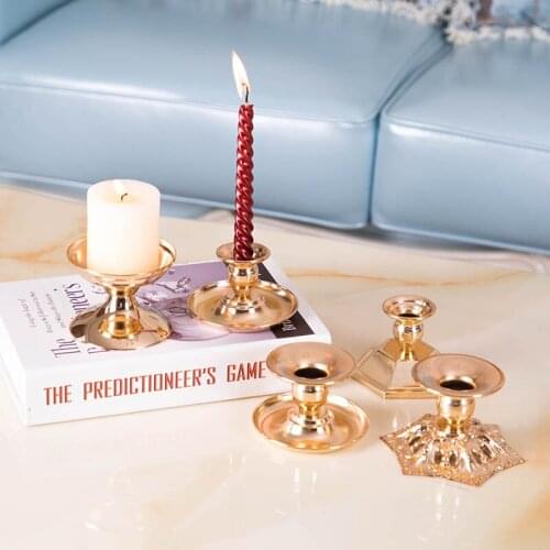 Christmas Decor Candle Holder Gold Iron Candlestick Tray European Romantic Candle Holders Home Festival Wedding Decor Supplies