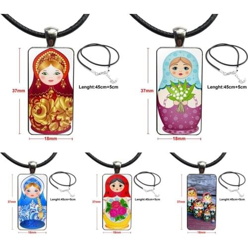 Russian Doll Matryoshka For Women Girls Handmade Brand Steel Color Jewelry Fashion Statement Necklace Glass Necklaces Pendants