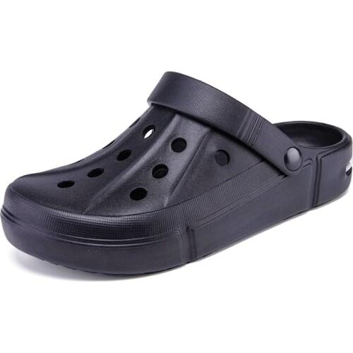 Men air Cushion Sandals Summer EVA Hole Shoes Wading shoes Rubber Clogs Girl Lovers Garden Shoes Black Beach Flat