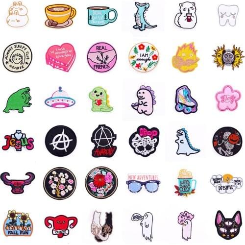 Iron on Cute Animal Patches for Kids Clothing T-shirt Applique Dinosaur Patch Stickers Embroidery Patches DIY Stripes Many style