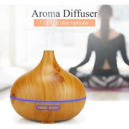300ml Aroma Air Humidifier wood grain with LED lights Essential Oil Diffuser Aromatherapy Electric Cool Mist Maker for Home