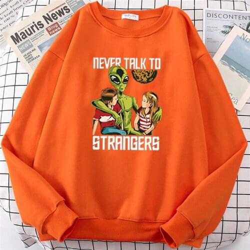 Funny Alien Never Talk To Strangers Printed Pullovers Demons Satan Grim Series Horror Psychedelic Sweatshirt Fashion Harajuku