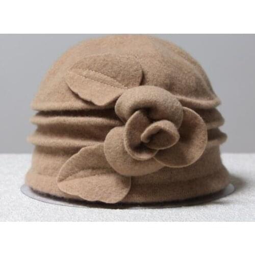 30pcs/lot fedex fast Autumn Winter Warm Fashion Dome Fedora ladies Wool Hat woman Hats Vintage Retro flower hat