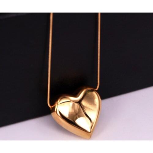 Fashion Love Stainless Steel 30mm Heart Pendant Necklace Snake Chain Rose Gold Color Women Female Party Gift